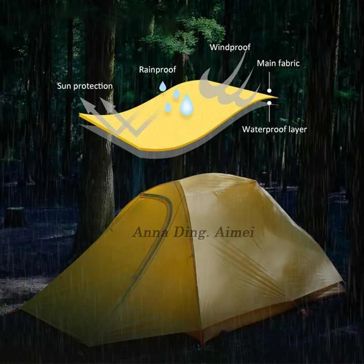 2 Person Double Layer Aluminium Pole Tent Outdoor Waterproof Ultralight Trekking Tent 2-3 Person خيمة خارجية خفيفة الوزن مقاومة للماء من الألومنيوم مزدوجة الطبقات لشخصين للمشي لمسافات طويلة من 2 إلى 3 أشخاص
