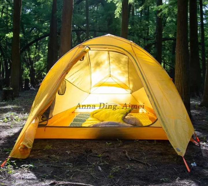 2 Person Double Layer Aluminium Pole Tent Outdoor Waterproof Ultralight Trekking Tent 2-3 Person خيمة خارجية خفيفة الوزن مقاومة للماء من الألومنيوم مزدوجة الطبقات لشخصين للمشي لمسافات طويلة من 2 إلى 3 أشخاص