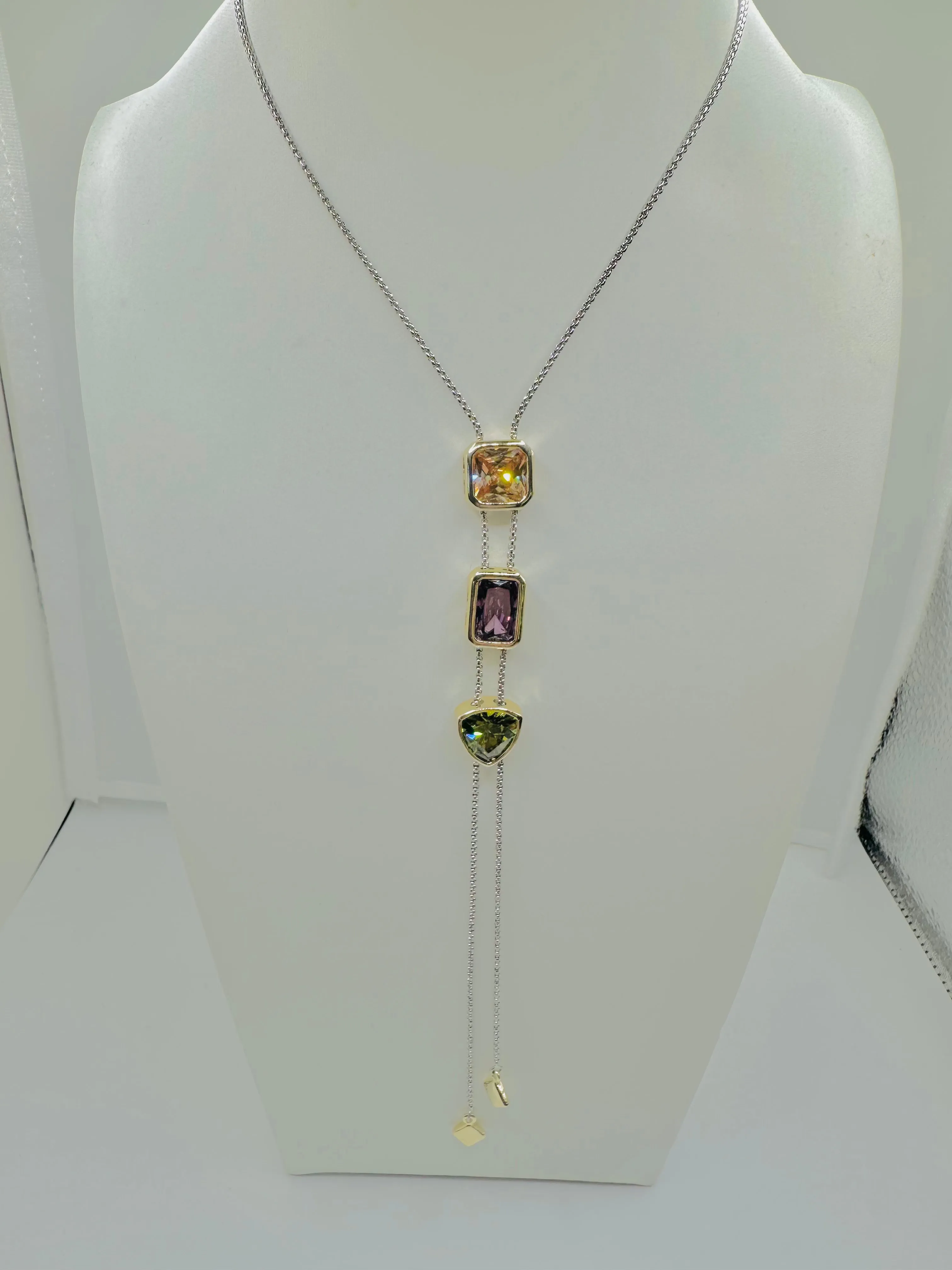 Adjustable Multi Colored Stone Lariat