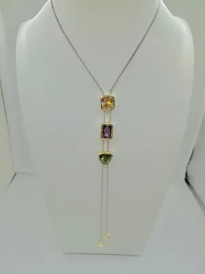 Adjustable Multi Colored Stone Lariat