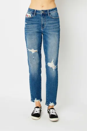 Blue Distressed Slim Jeans