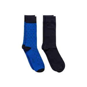 GANT - 2 Pack Gant Dot and Solid Colour Socks - Charcoal | Blue