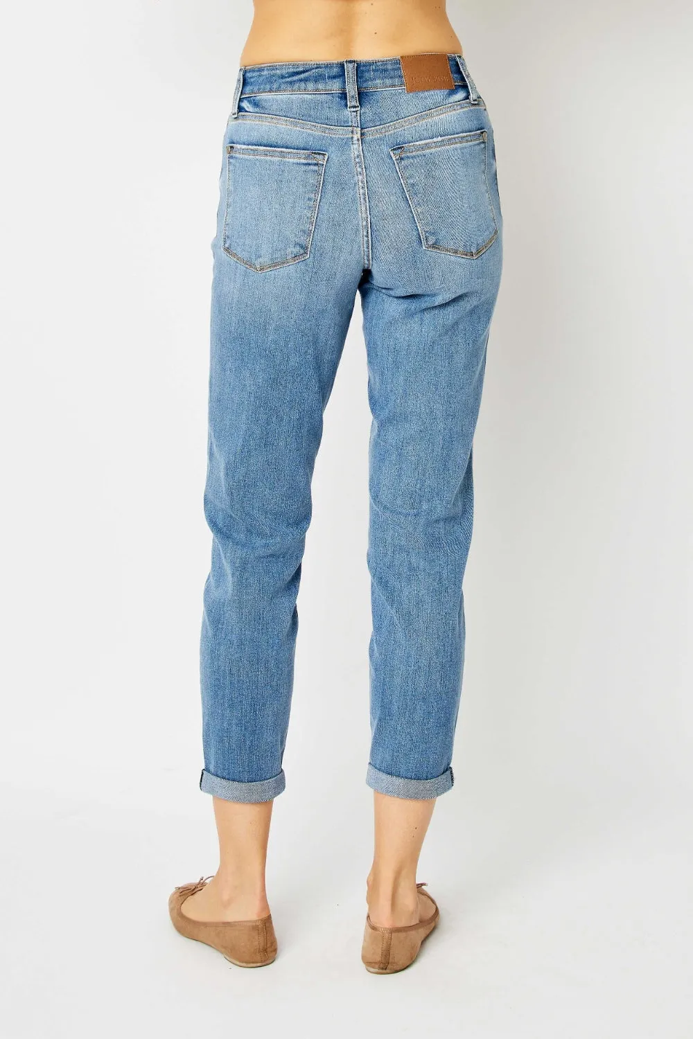 Judy Blue Cuffed Hem Mid Rise Lighter Wash Skinny Jeans