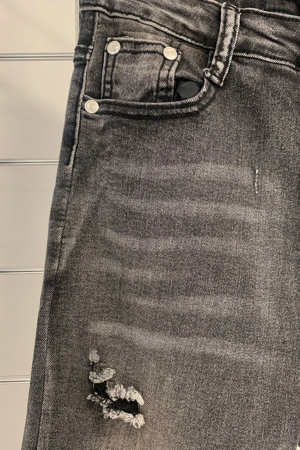 Leena Grey Distressed Ripped Skinny Denim Jeans
