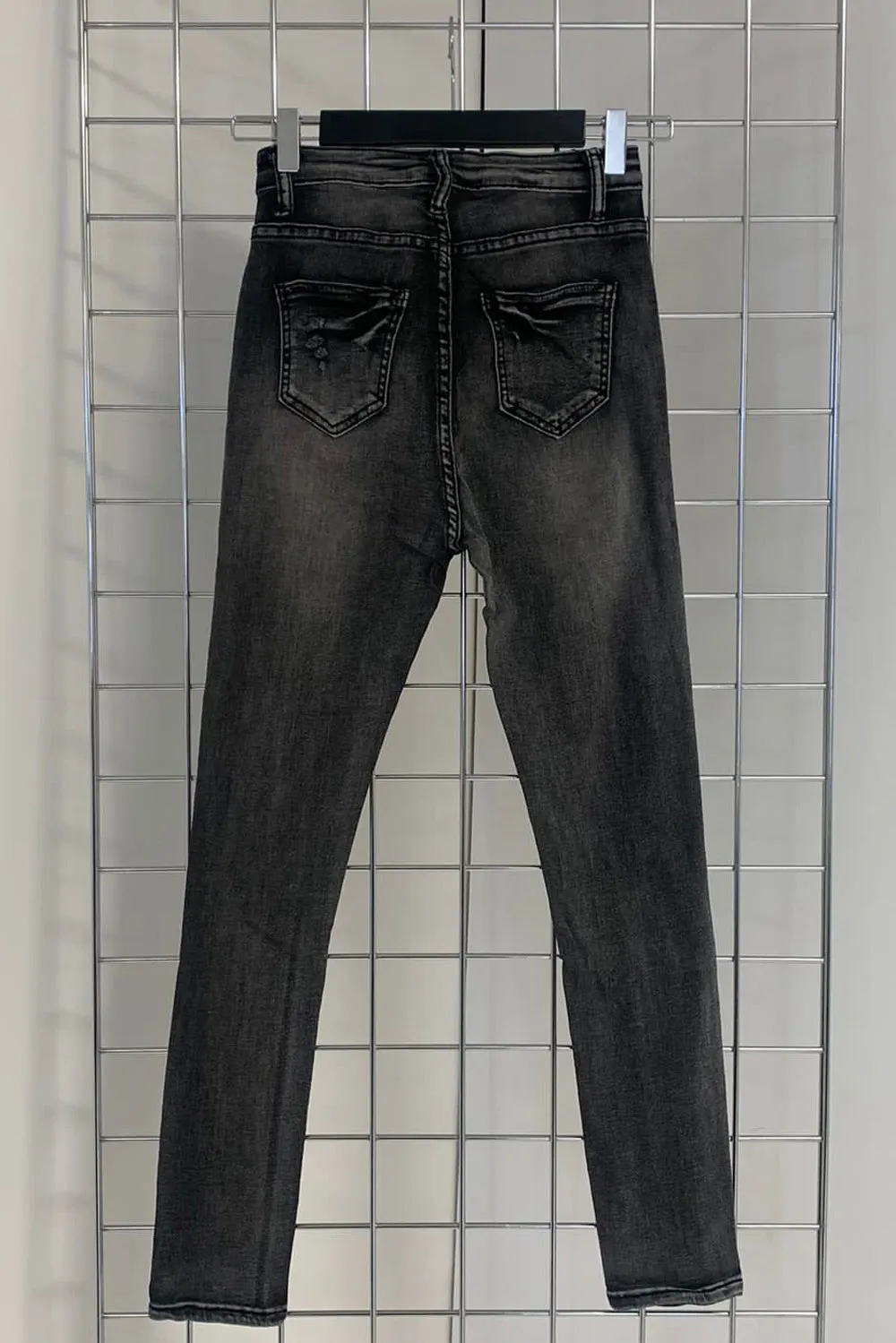 Leena Grey Distressed Ripped Skinny Denim Jeans