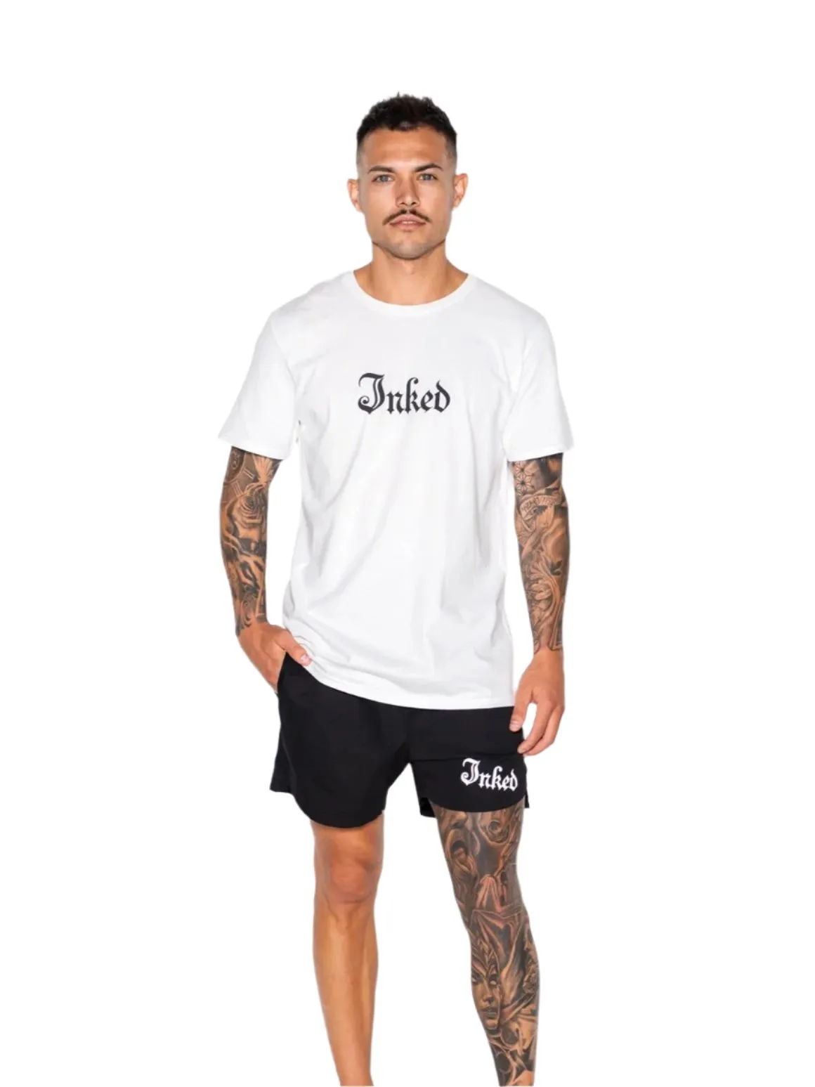 Men's Inked Gym Shorts- Black