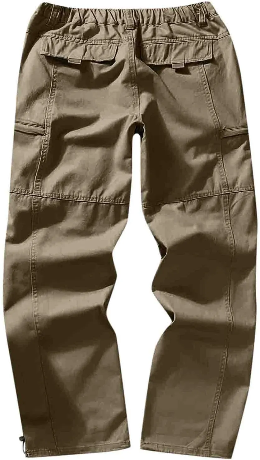 Mens Workout Cargo Sweatpants Casual Cargo Pants Loose Fit Jogger Sweatpants Tactical Work Pants Multi Pocket Outdoor