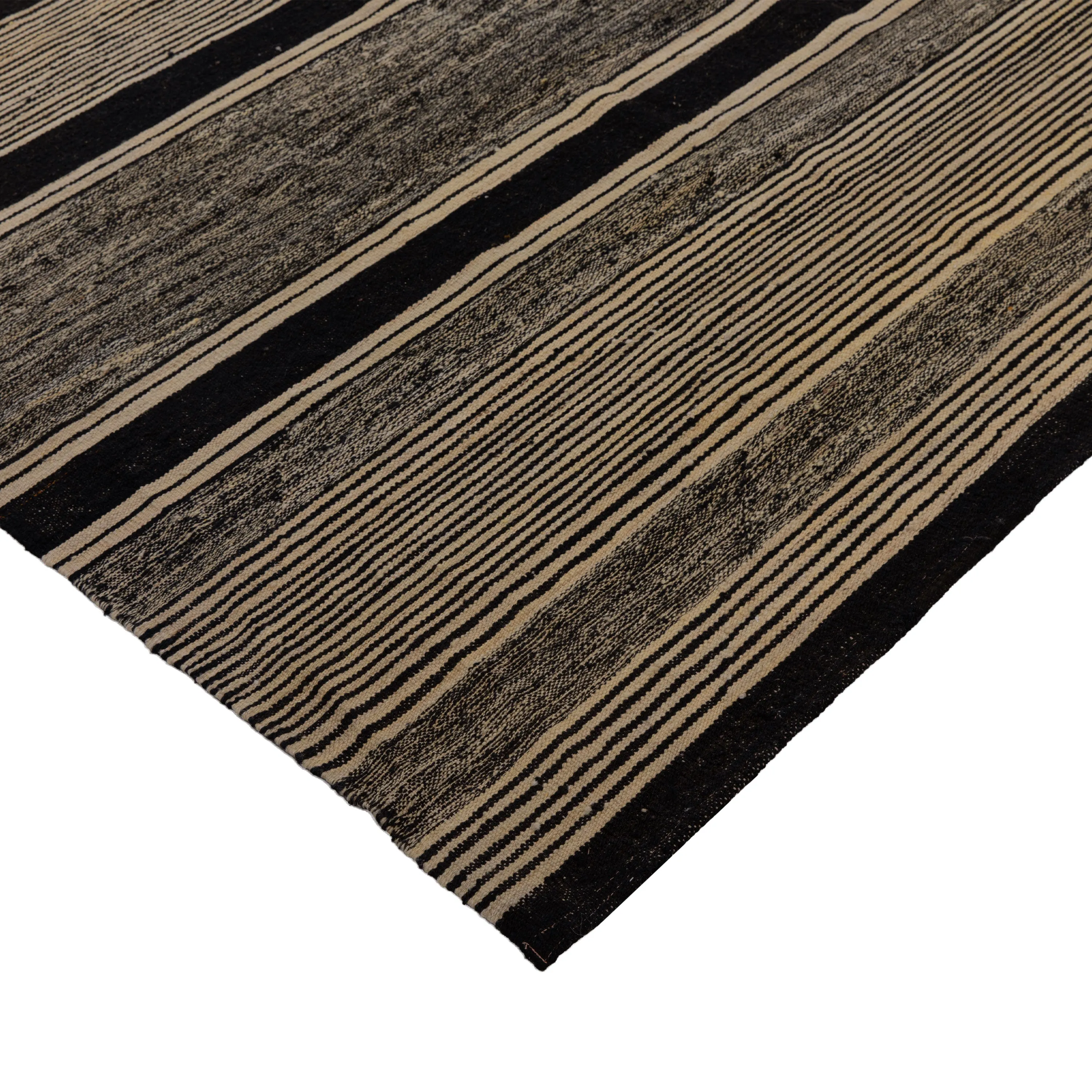 Natural & Black Modern Wool Kilim - 8'11" x 9'10"