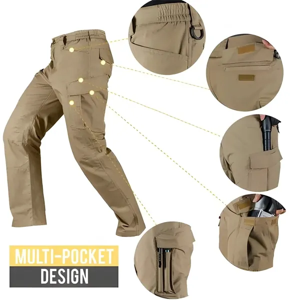 Outdoor Tactical Waterproof Pants  Army-Inspired Ripstop Combat Pants for Hiking, Multi-Pocket, Quick-Dry, Water-Resistant