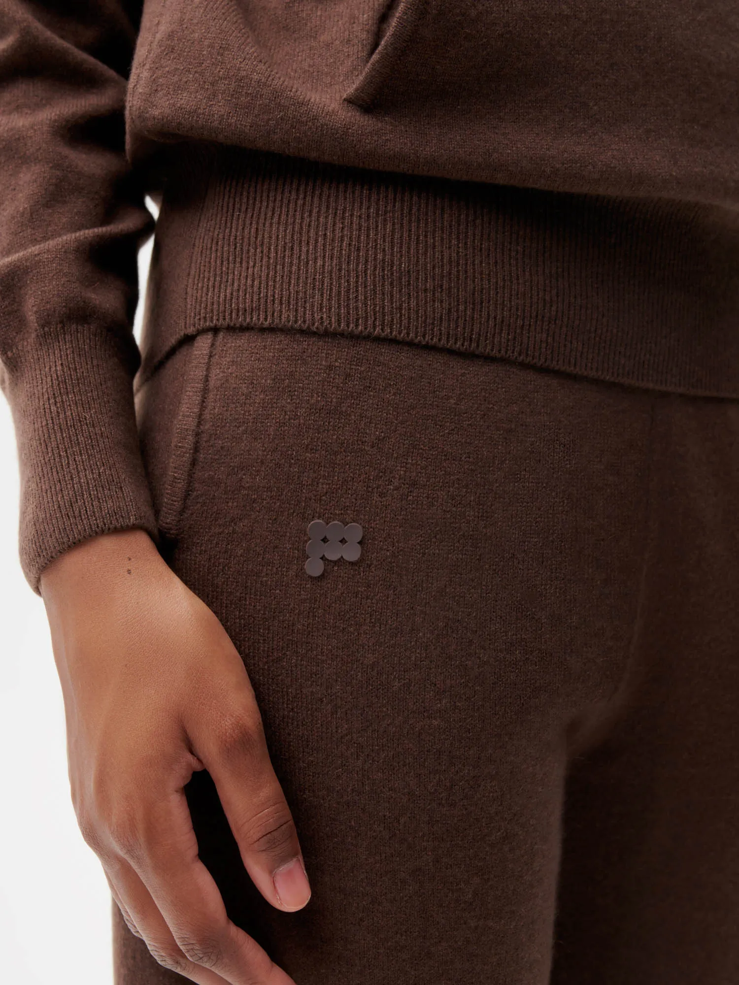 Recycled Cashmere Track Pants—chestnut brown