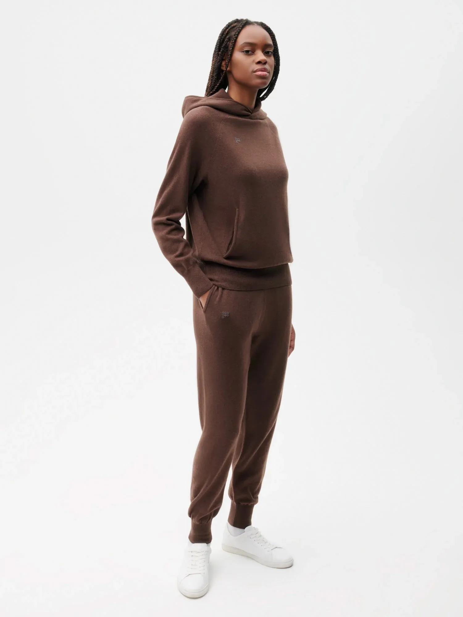 Recycled Cashmere Track Pants—chestnut brown