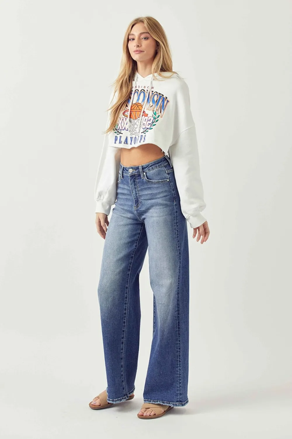Risen Chillin' On A Dirt Road High Rise Wide Leg Jeans