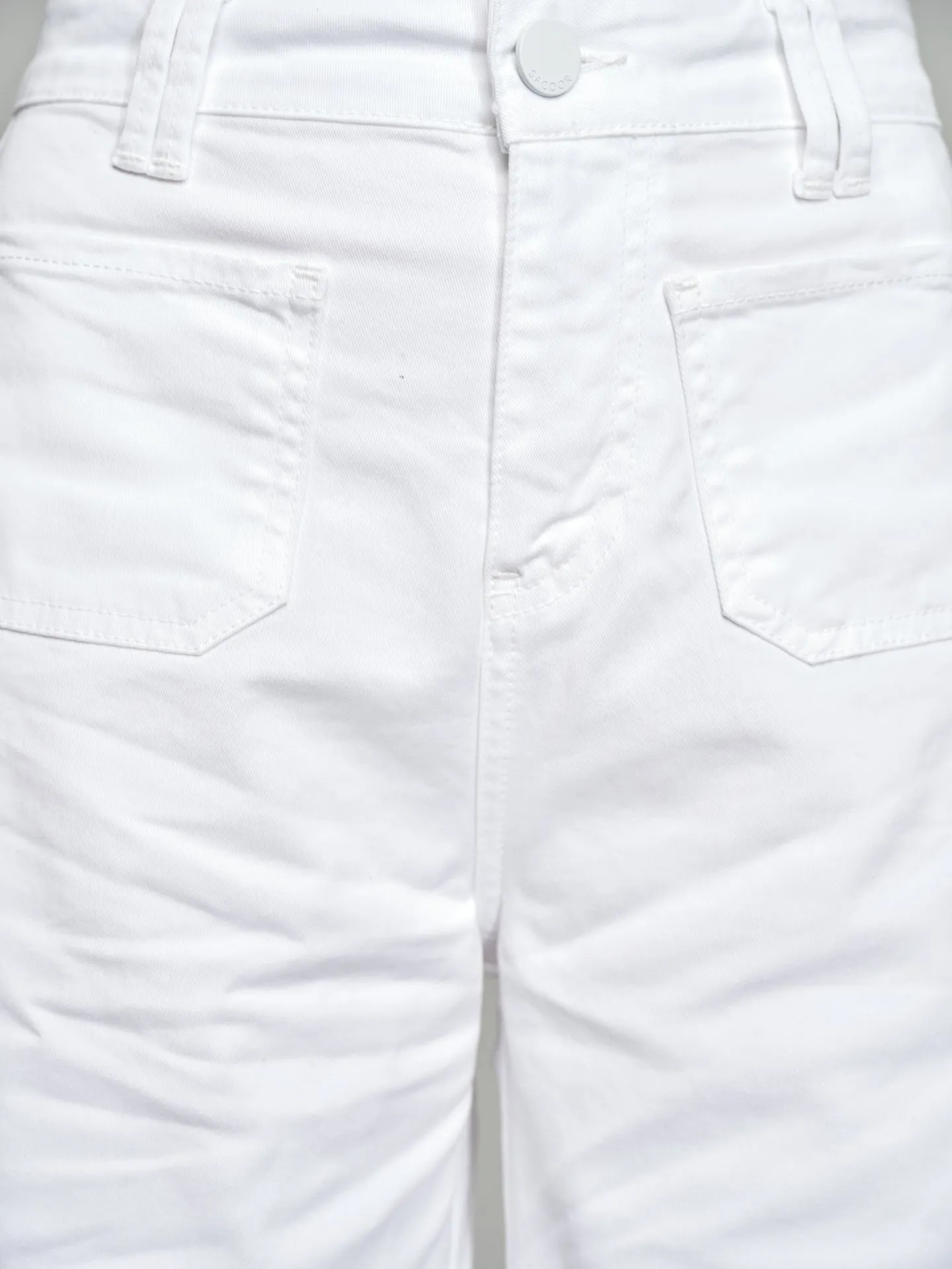 Wide leg white denim trousers