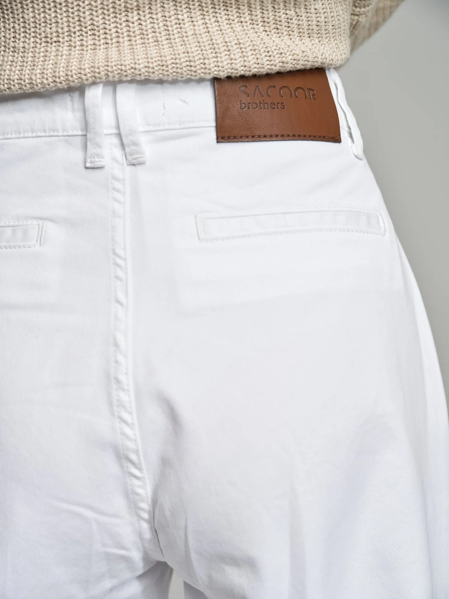 Wide leg white denim trousers