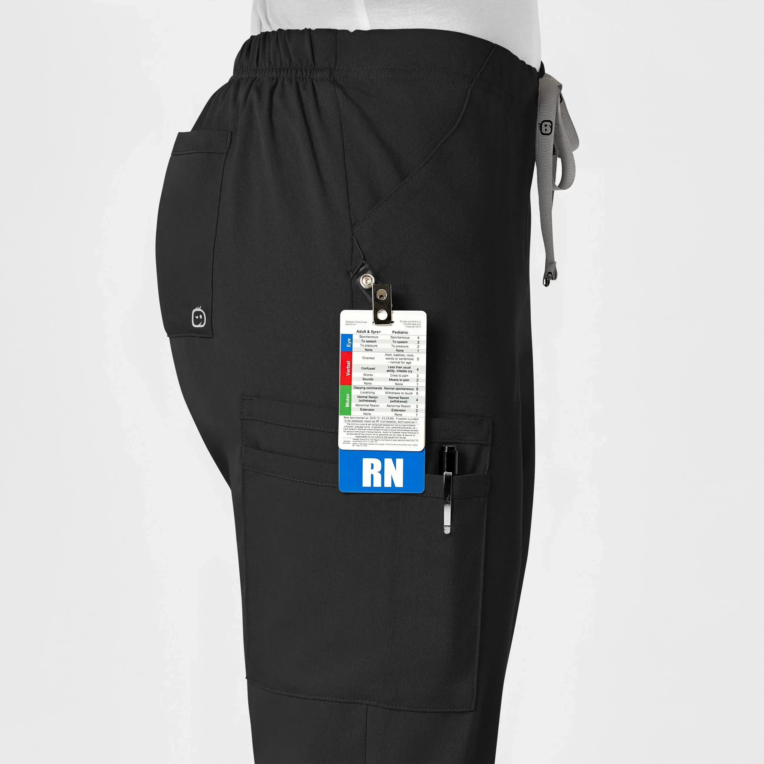 Wink Women's Moderate Flare Leg Cargo Scrub Pant - Black