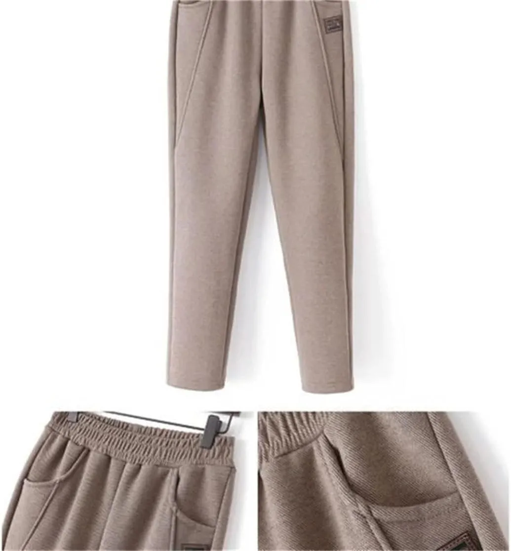 Women Spring-Autumn Elastic-Waist Harem Pants Female Casual Trousers with Pockets Office Ladies Pencil Pants