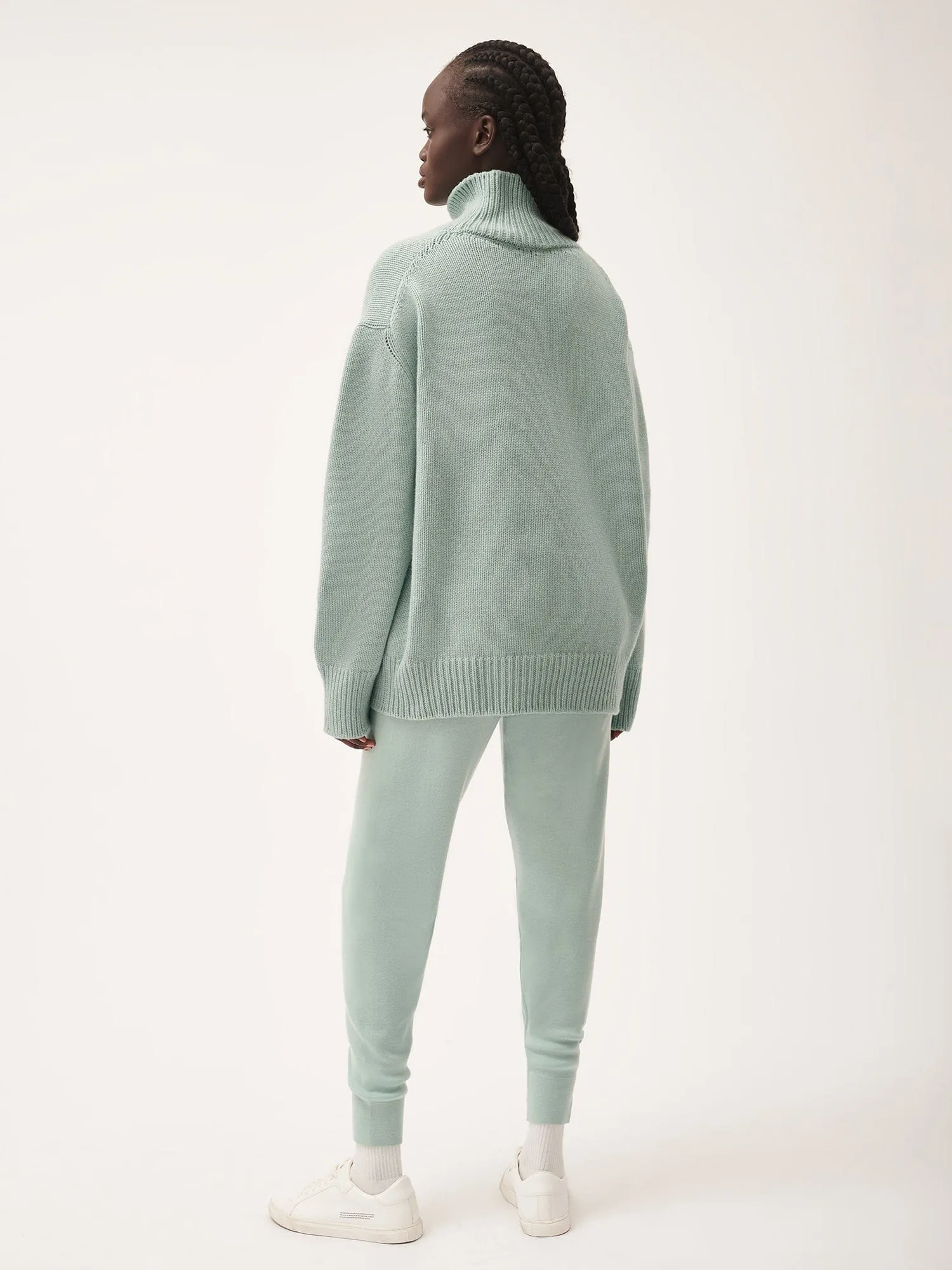 Womens Regenerative Merino Wool Track Pantseucalyptus blue