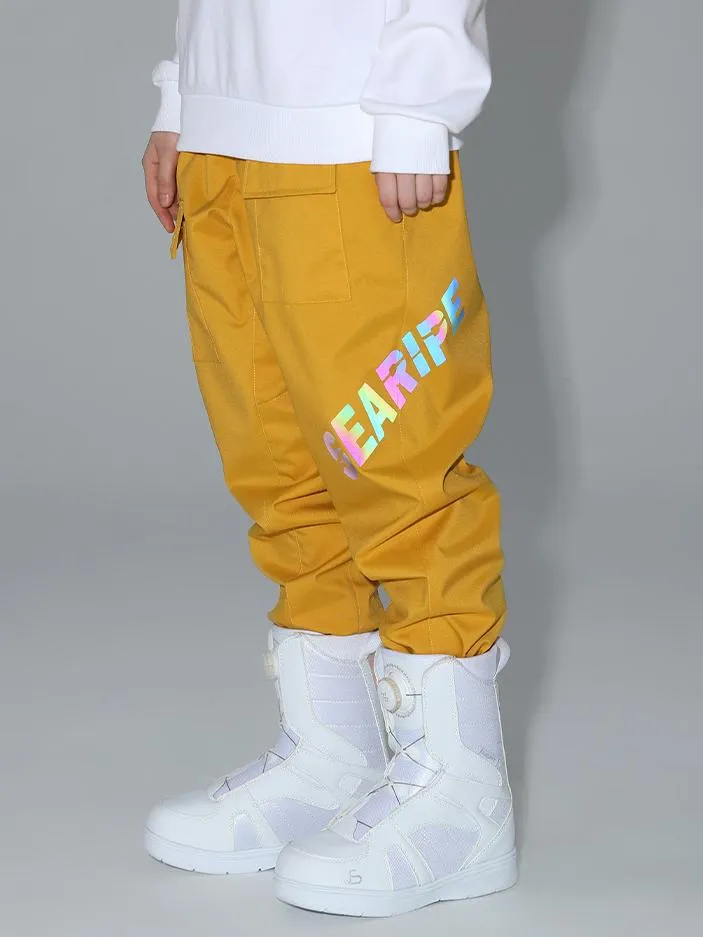 Women's Searipe Unisex Winter Discover Reflective Letters Snow Pants Ski Bibs